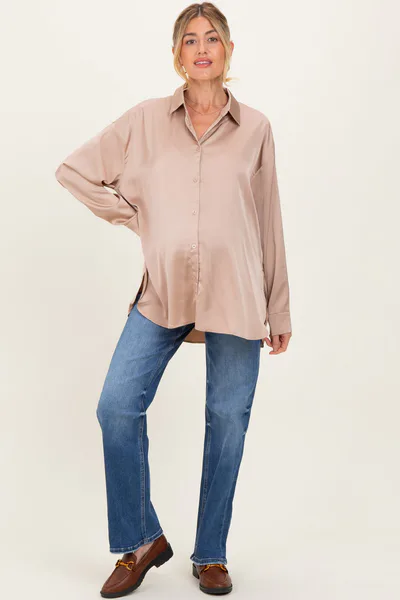 PinkBlush Blue Relaxed Straight Leg Maternity Jeans