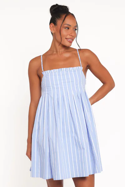Petal & Pup Cole Mini Dress - Blue Stripe