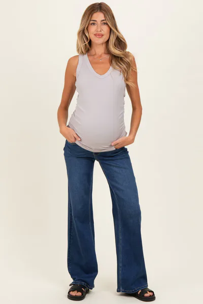 PinkBlush Navy Soft Wide Leg Maternity Jeans