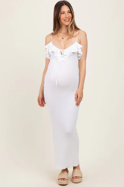 PinkBlush Ivory Sleeveless Knit Mermaid Maternity Maxi Dress