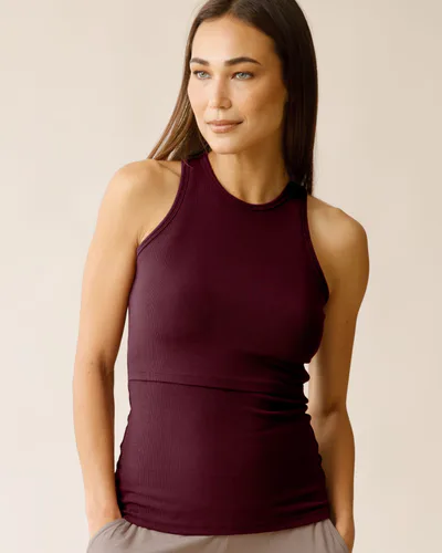 Kindred Bravely Ribbed Bamboo Racerback Nursing Tank | Deep Burgundy