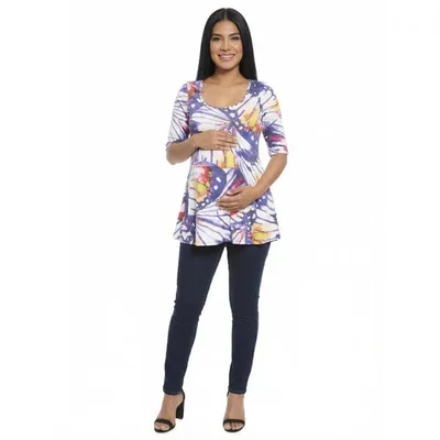 Target 24seven Comfort Apparel Maternity Butterfly Scoop Neck Elbow Sleeve Tunic Top
