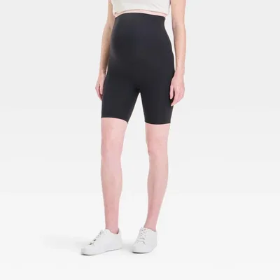 Target Over Belly High-Rise Active Maternity Bike Shorts - Isabel Maternity by Ingrid & Isabel™ Black XS: Recycled Polyester, Spandex, Slim Fit