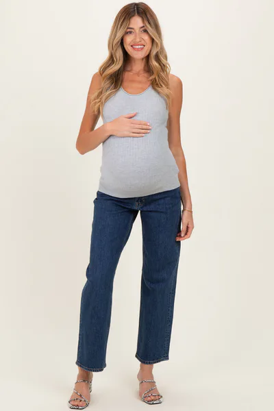 PinkBlush Dark Denim Full Length Straight Maternity Jeans