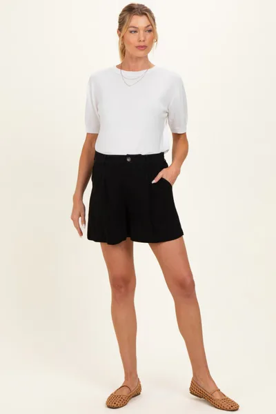 PinkBlush Black Linen Blend Maternity Shorts