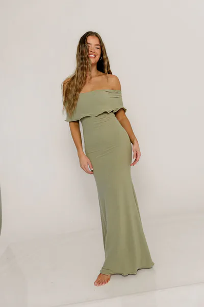 Worth Collective Tommie Maxi Dress in Dusty Olive - Bump Friendly (Size Up for Bump)