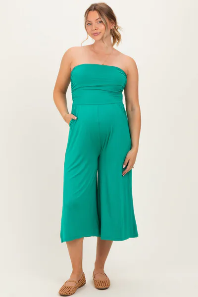 PinkBlush Kelly Green Double Layered Strapless Tube Top Maternity Jumpsuit