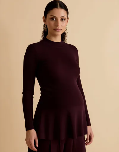 For The Creators Rib Knit Detail Peplum Jumper