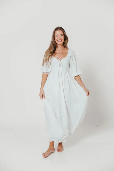 Worth Collective Cecilia Maxi Dress in Off-White - Bump Friendly