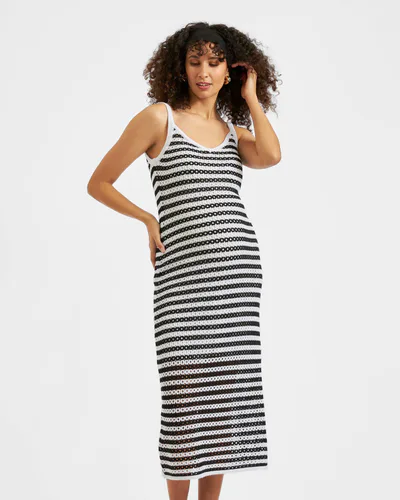Ripe Maternity Diana Crochet Dress  Black / White
