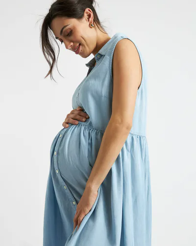 Ripe Maternity Bec Chambray Dress  Clean Fade