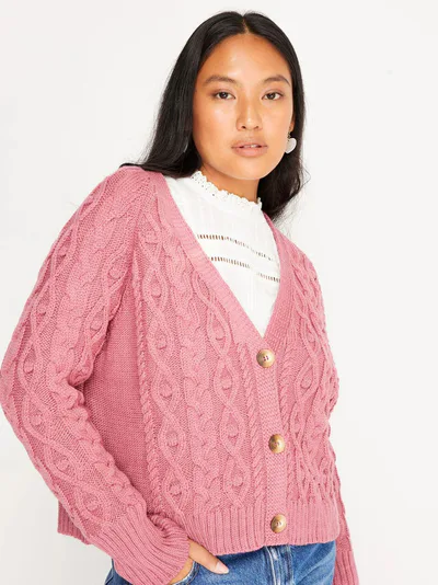 For The Creators Merino Wool Claire Cardigan Pink