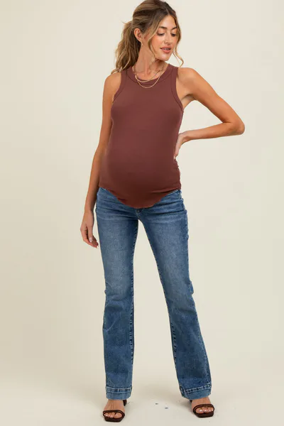 PinkBlush Blue Wide Hem Maternity Bootcut Jeans