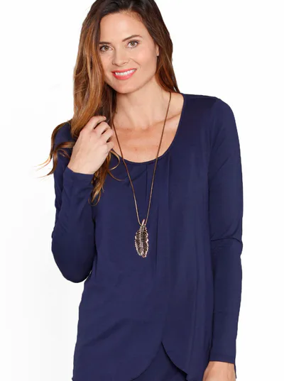 Angel Maternity Maternity Petal Front Long Sleeve Nursing Top