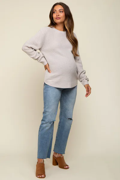 PinkBlush Cream Knit Pullover Sweater