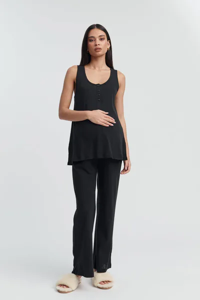 Legoe Heritage Pointelle PJ Pant (Washed Black) - FINAL SALE