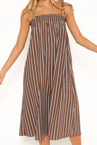 Petal & Pup Talita Maxi Dress - Brown/Blue Stripe