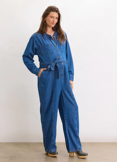 HATCH The Drapey Denim Jumpsuit