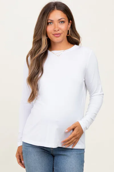 PinkBlush White Long Sleeve Maternity Top