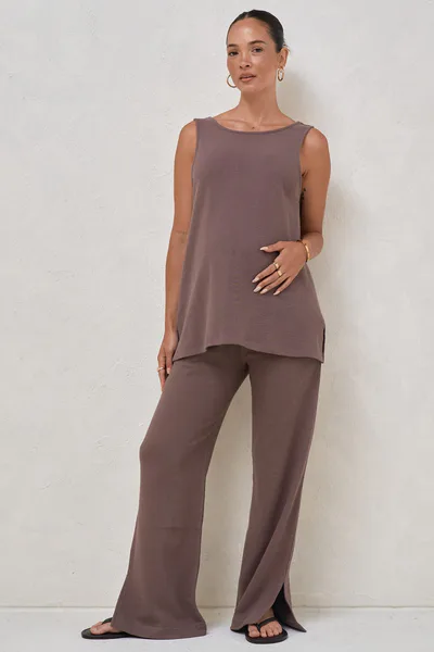 Bae the Label Kindred Split Pants  - Ash Brown