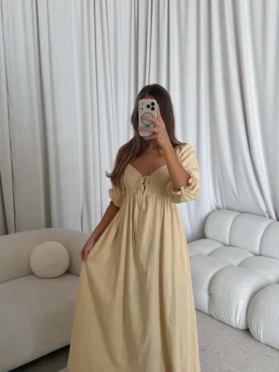 Worth Collective Cecilia Maxi Dress in Muted Gold - Bump Friendly *8/17 PRE-ORDER*