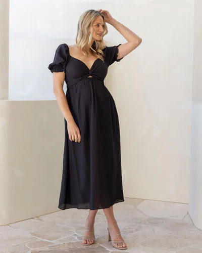 Angel Maternity Fabia Reversible Tie Maternity Dress In Black