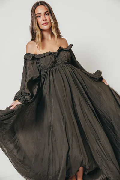 Worth Collective Elowen Maxi Dress in Pewter Green - Bump Friendly *10/15 PRE-ORDER*