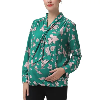 Target Pokkori Women's Maternity Tie Back Nursing Blouse Green Large