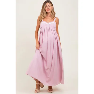 Target Pinkblush Light Pink Sweetheart Neckline Open Back Maternity Maxi Dress Large