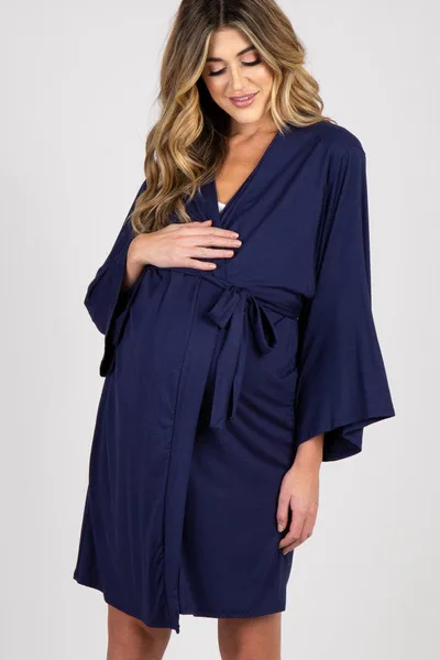 PinkBlush PinkBlush Navy Blue Delivery/Nursing Maternity Robe