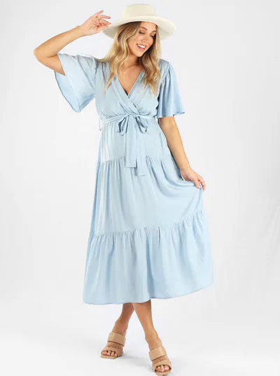 Angel Maternity Cara  Blue Baby Shower Maternity Dress