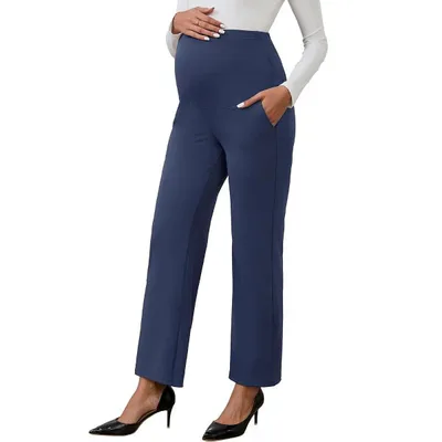 Target INSPIRE CHIC Women's Maternity Stretch High Waisted Wide Leg Pregnant Palazzo Pants Large Navy Blue