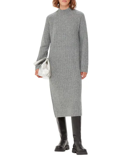 For The Creators Ribbed Knitted Midi Dress Grey