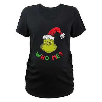Kohl's Maternity Dr. Seuss Grinch Santa Hat Who Me Graphic Tee