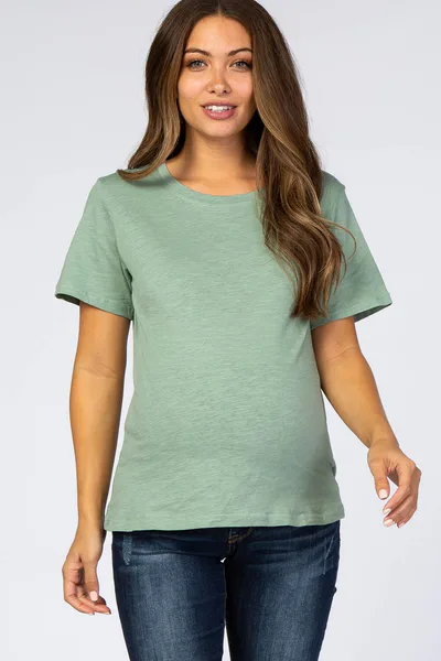 PinkBlush Light Olive Short Sleeve Maternity Top