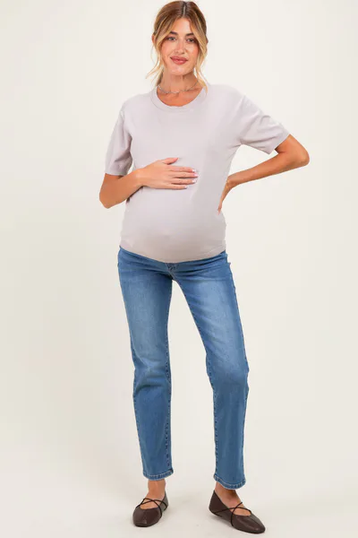 PinkBlush Blue 90's Stretch Straight Maternity Jeans