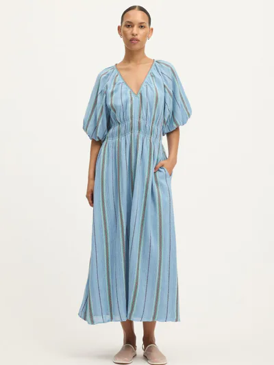 For The Creators Bella Waffle Maxi Dress in Powder Blue