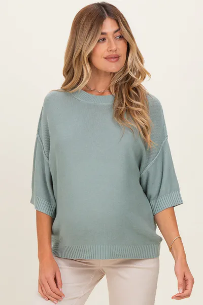 PinkBlush Jade Oversize Cut Sweater Maternity Top With Raw Edge