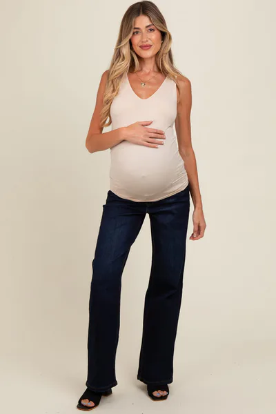 PinkBlush Navy Blue Basic Wide Leg Maternity Jeans