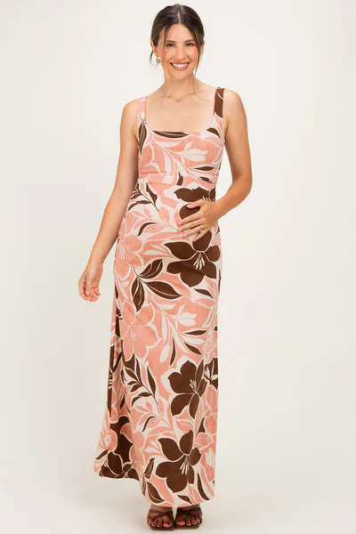 PinkBlush Pink Floral Scoop Back Maternity Maxi Dress