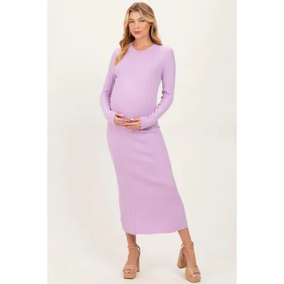 Target Pinkblush Lilac Ribbed Knit Fitted Maternity Midi Sweater Dress Medium