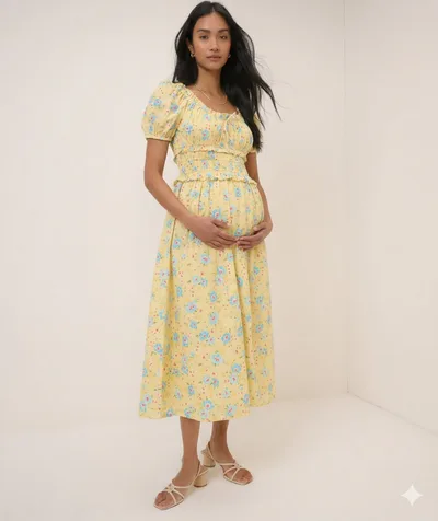 For The Creators Butter Yellow Floral Ariel Midi Dress
