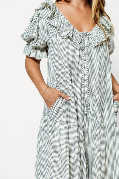 Worth Collective Sunday 100% Cotton Maxi Dress in Navy Grid - Bump Friendly & Inclusive Sizing *9/30 PRE-ORDER*
