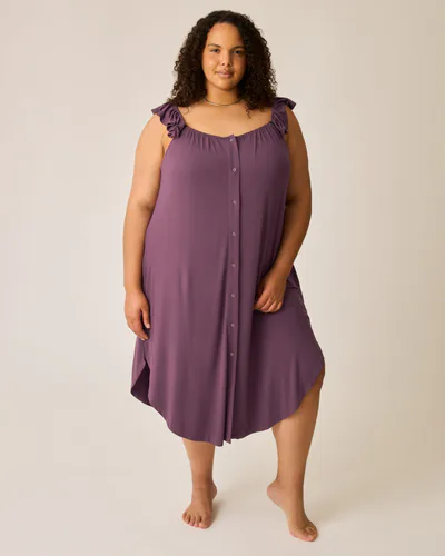 Kindred Bravely Ruffle Strap Labor & Delivery Gown | Burgundy Plum