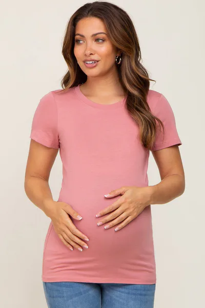 PinkBlush Mauve Basic Crew Neck Maternity Tee