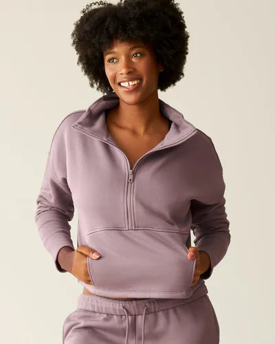 Kindred Bravely Cloud Fleece Half Zip Nursing Pullover | Dusty Mauve