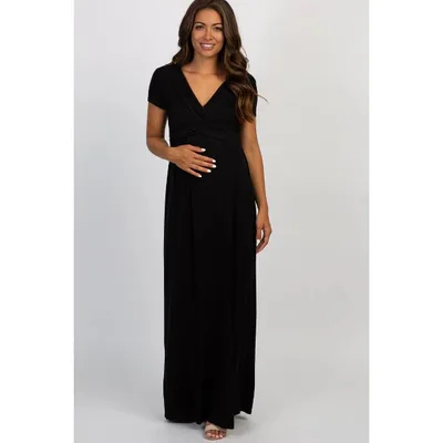 Target Pinkblush PinkBlush Black Draped Maternity/Nursing Maxi Dress XL