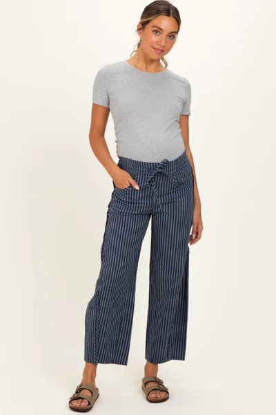 PinkBlush Indigo Pinstripe Drawstring Maternity Pants