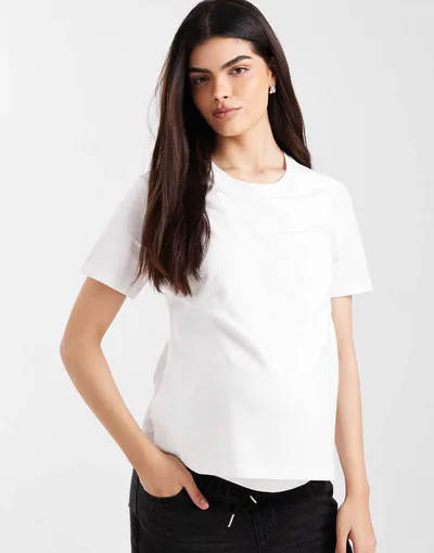ASOS Mamalicious split side 2 function nursing T-shirt in white