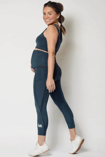 duoFit Maternity Activewear Chai Blue Carter Crop Leggings